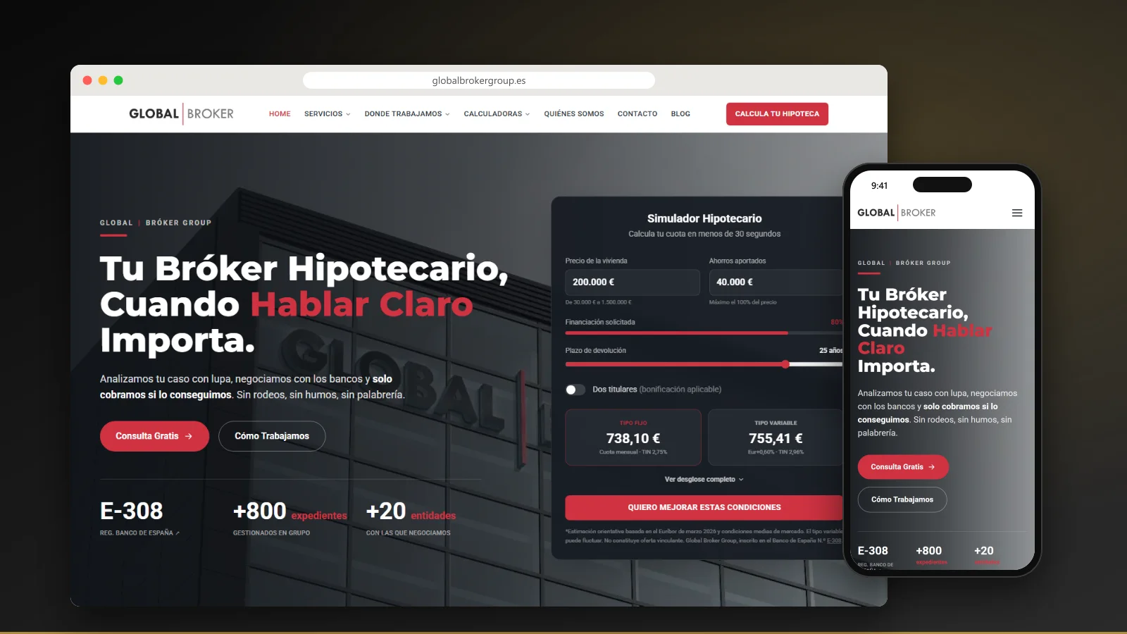 Capture du site de Global Broker Group - Étude de cas Ad2Place