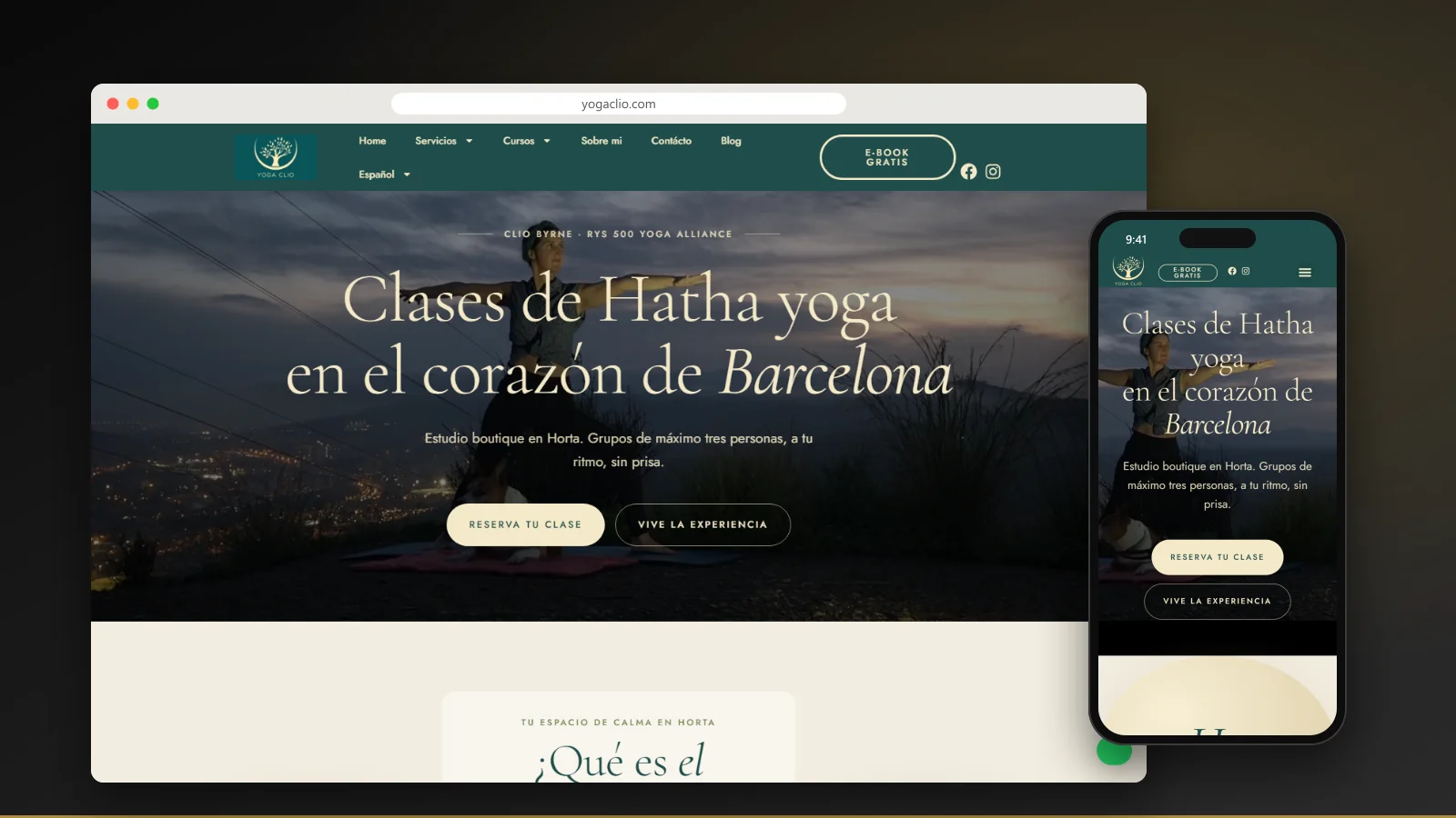 Capture du site de Yoga Clio - Étude de cas Ad2Place