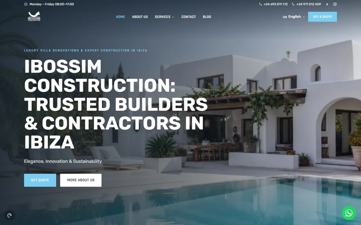 Portada de la web de Ibossim diseñada por Ad2Place