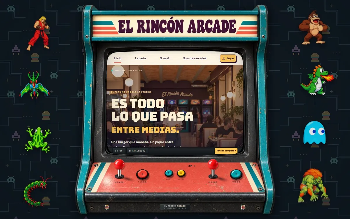 Portada de la web de El Rincón Arcade diseñada por Ad2Place